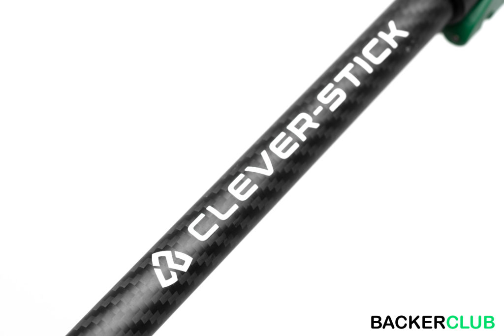 The Clever Stick poles are constructed from carbon fiber and aluminum.